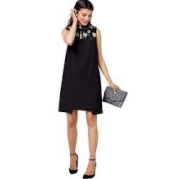 Badgley Mischka Black Embellished Shift Cocktail Dress Sleeveless Large - Picture 1 of 10